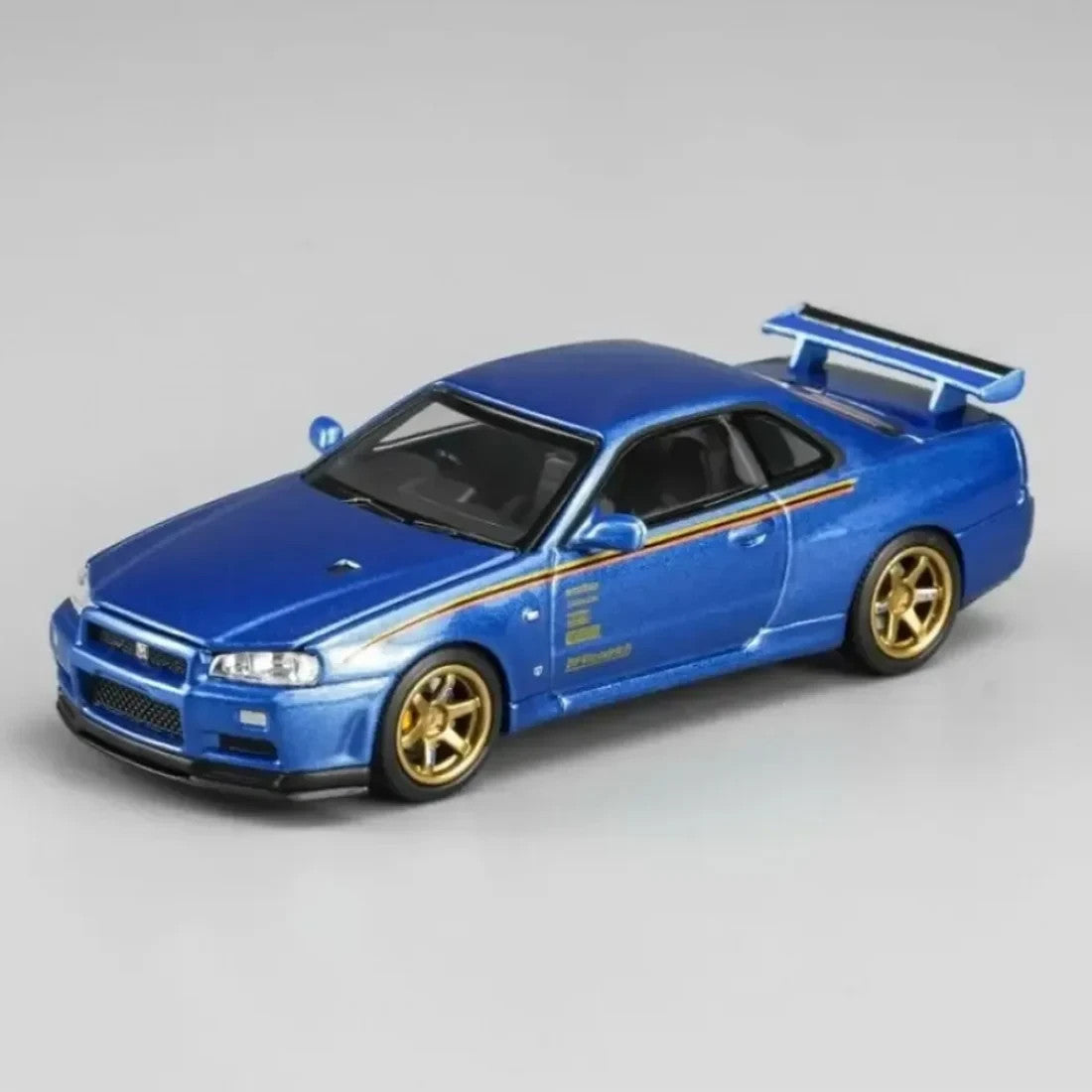 MOTORHELIX 1:64 Nissan Skyline GT‑R (R34) Customized Bayside Blue Hong Kong Toy
