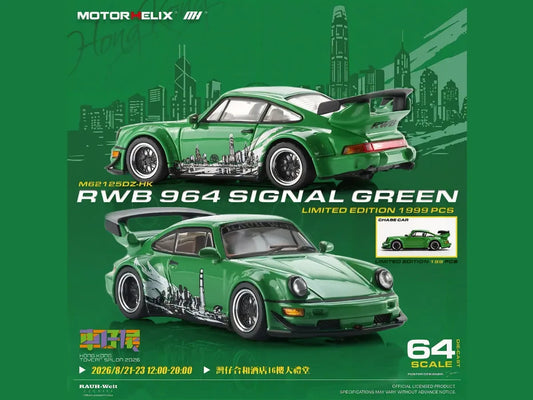MOTORHELIX 1:64 RWB 964 Signal Green Hong Kong ToyCar Salon Exclusive M62125DZHK