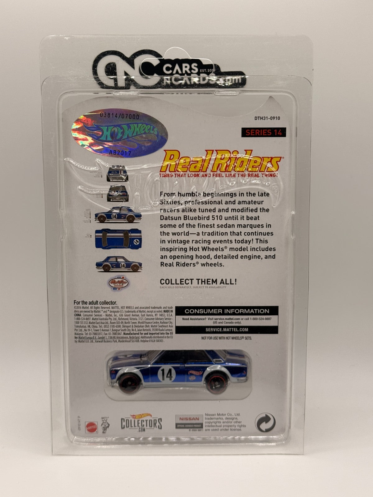 2016 Hot Wheels RLC Datsun Bluebird 510 Blue 3814/7000 With Protector