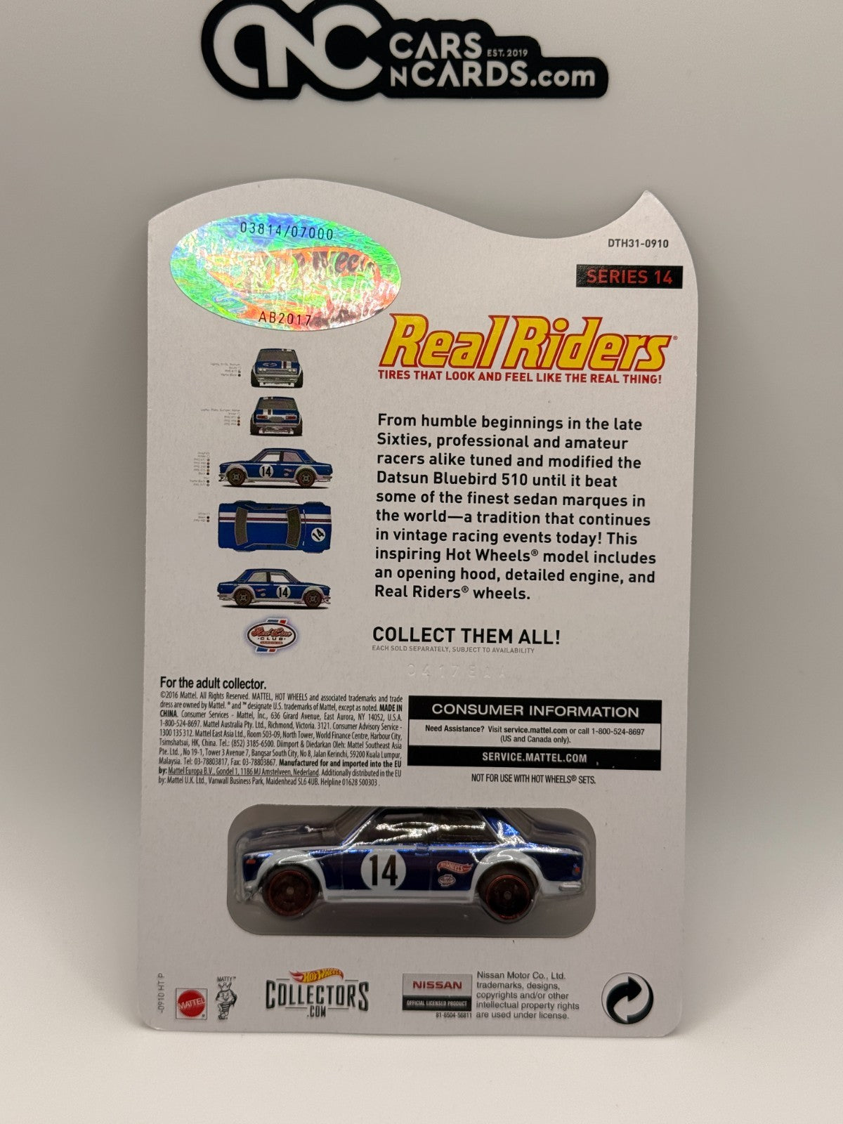 2016 Hot Wheels RLC Datsun Bluebird 510 Blue 3814/7000 With Protector