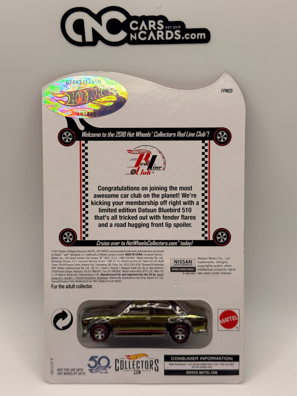2018 Hot Wheels RLC Datsun Bluebird 510 Green 7087/17500 With Protector