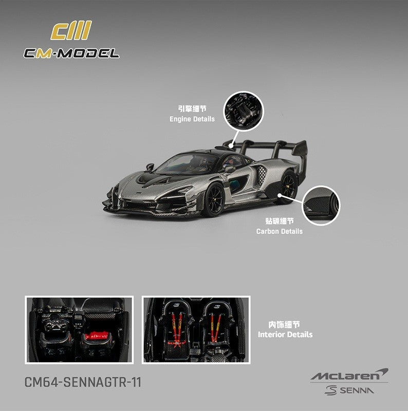CM MODEL 1:64 Mclaren Senna GTR Metallic Silver Gray CM64-SennaGTR-11