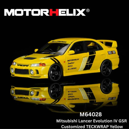 Motorhelix 1:64 Mitsubishi Lancer Evolution IV GSR TECKWRAP Yellow M64028