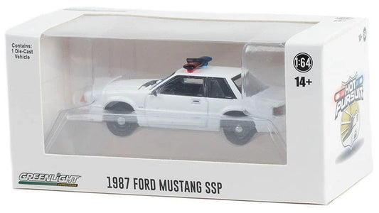 Greenlight 1:64 1987-93 Ford Mustang SSP w/ Lights White 43008 Open Box Damaged