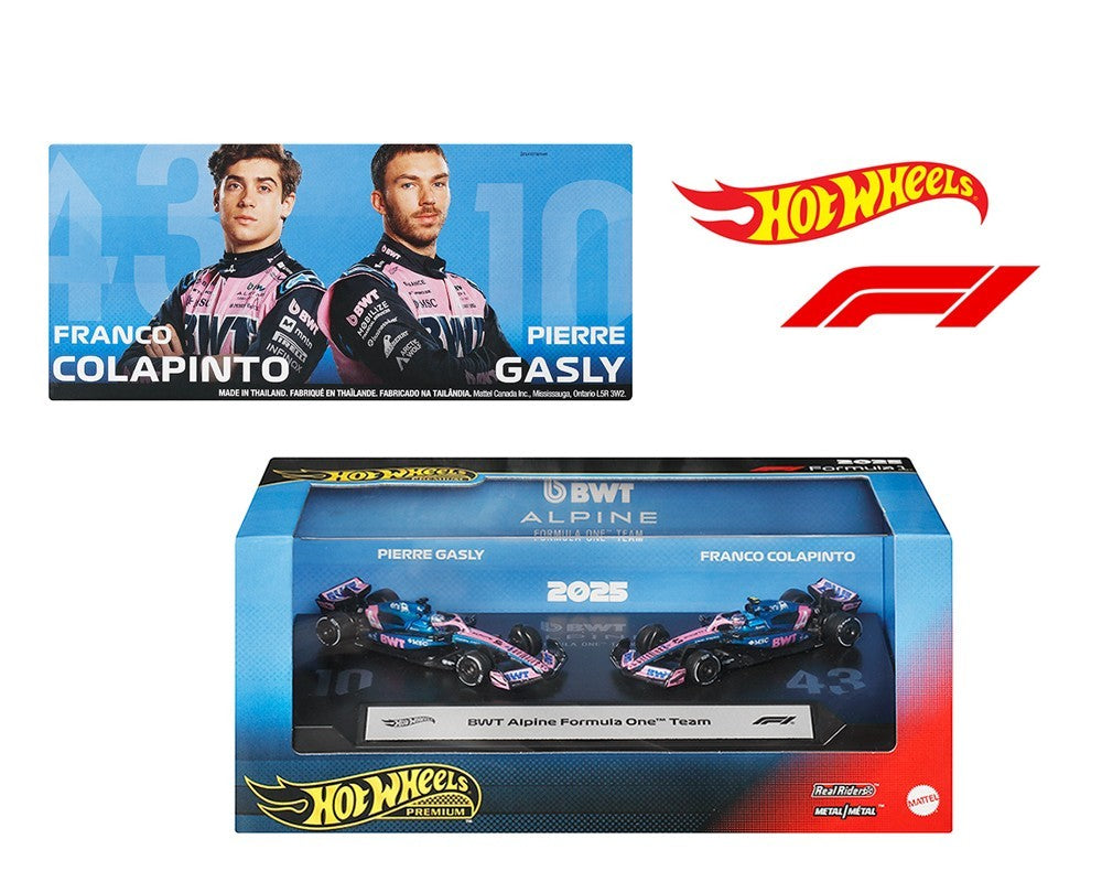 Hot Wheels 1:64 F1 2-Pack 2025 Racing Premium Team BWT Alpine Gasly / Colapinto