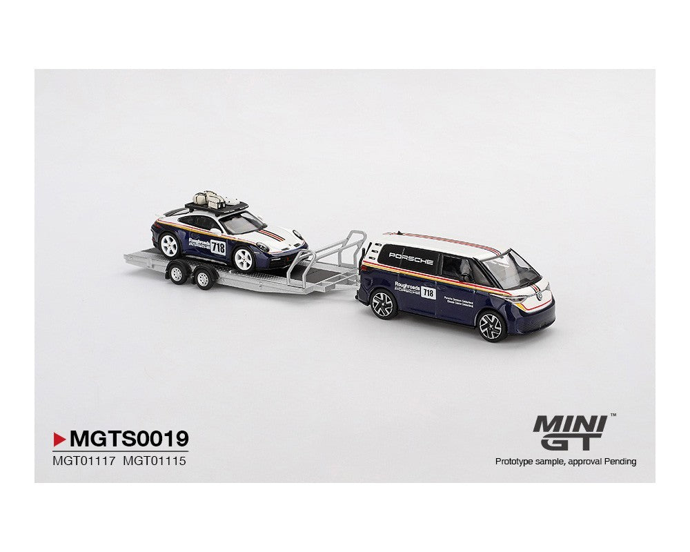 Mini GT 1:64 Porsche 911 Dakar #718 / Volkswagen ID. Buzz Porsche Combo MGTS0019