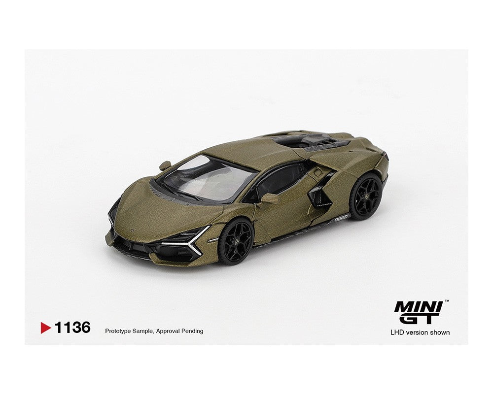 Mini GT 1:64 Lamborghini Revuelto – Verde Gea Matte Green MGT01136-BL