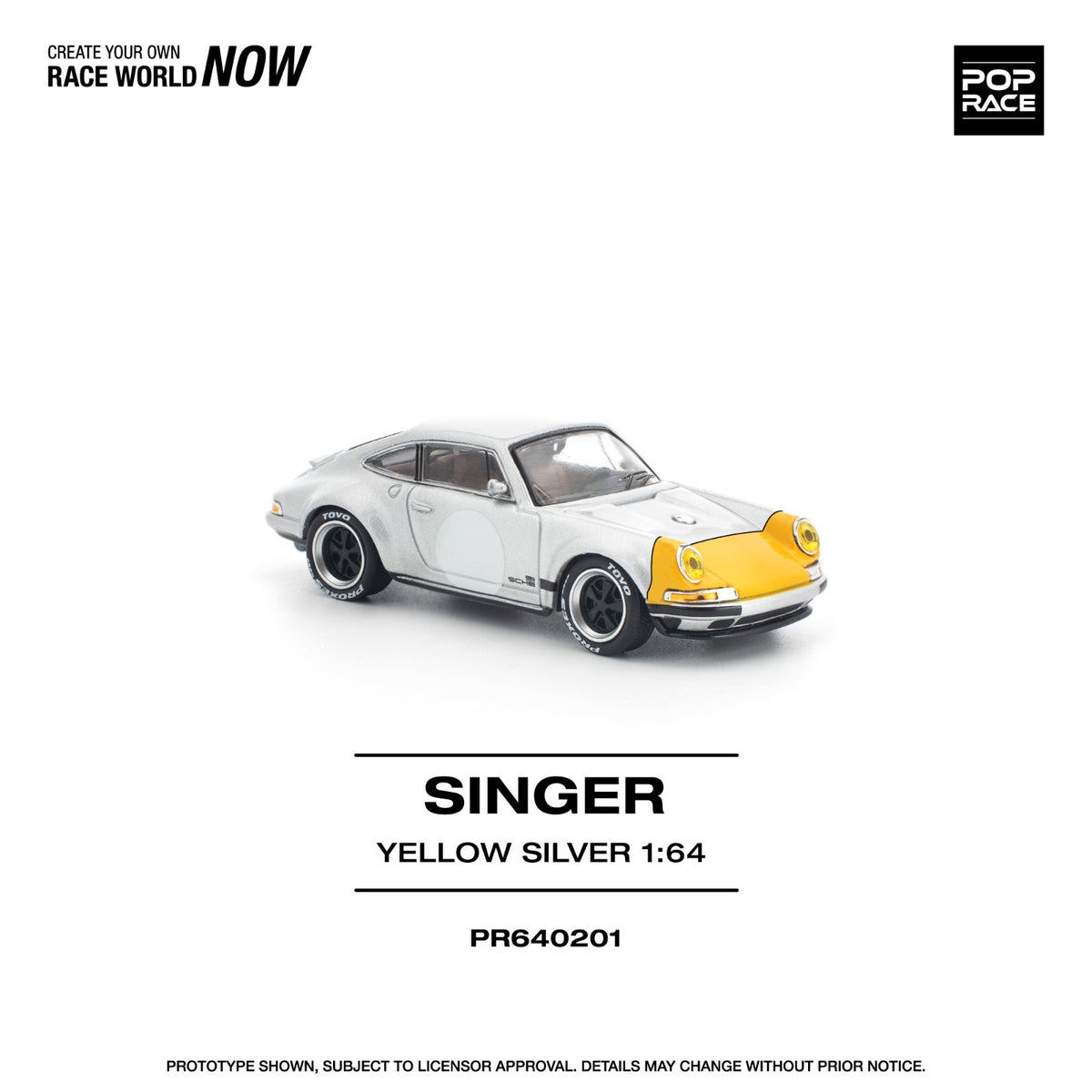 POPRACE 1:64 SINGER 911 SCCS HOMAGE YELLOW/SILVER PR640201