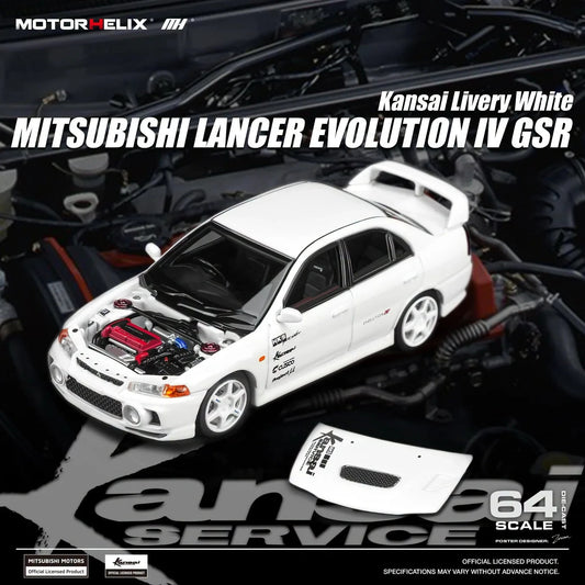 Motorhelix 1:64 Mitsubishi Lancer Evolution IV GSR Diecast Model Kansai Livery W
