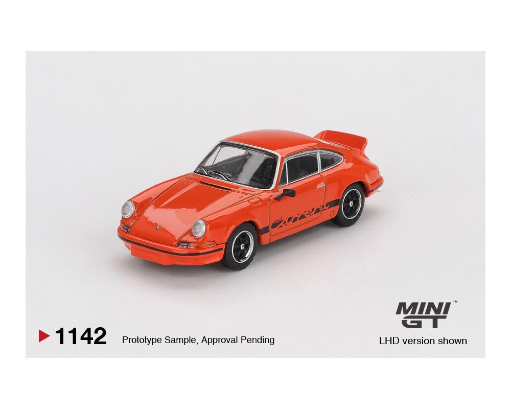 Mini GT 1:64 Porsche 911 Carrera RS 2.7 Tangerine with Black Livery MGT01142-BL