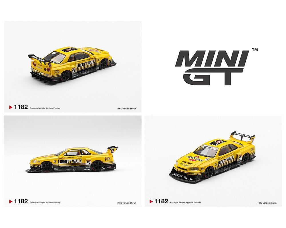 Mini GT 1:64 Nissan LB-ER34 Super Silhouette SKYLINE Sport Yellow MGT01182-BL