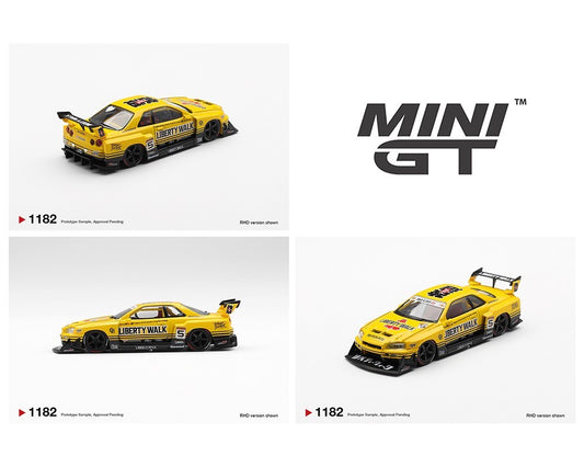 Mini GT 1:64 Nissan LB-ER34 Super Silhouette SKYLINE Sport Yellow MGT01182-BL
