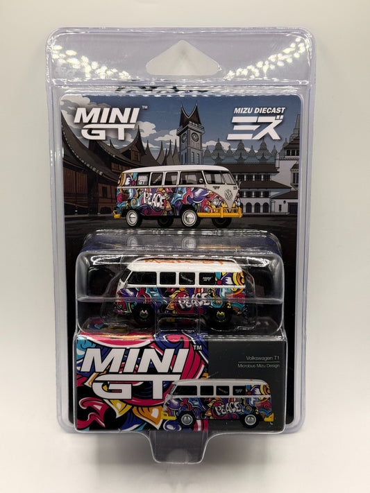 Mini GT 1:64 Volkswagen T1 Microbus Mizu Design – New Tooling! MGT01191-BL CHASE