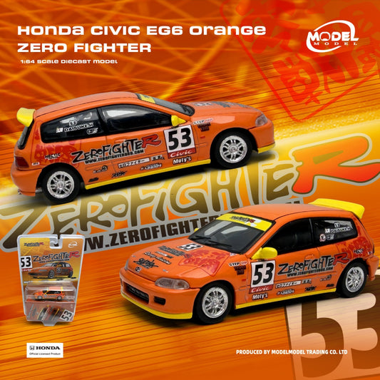 MODELMODEL 1:64 Honda Civic EG6 Orange Zero Fighter (Blister Pack) MM64-EG6-002
