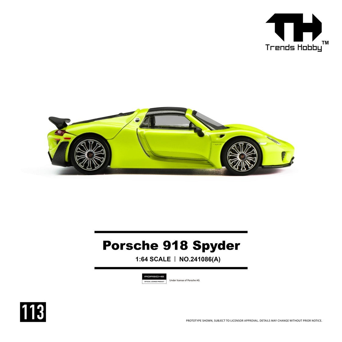 Trends Hobby 1:64 Porsche 918 Spyder Acid Yellow 241086(A)