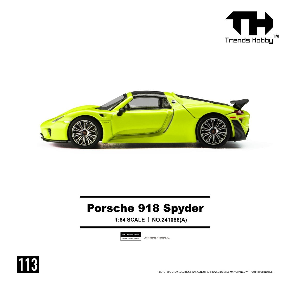 Trends Hobby 1:64 Porsche 918 Spyder Acid Yellow 241086(A)