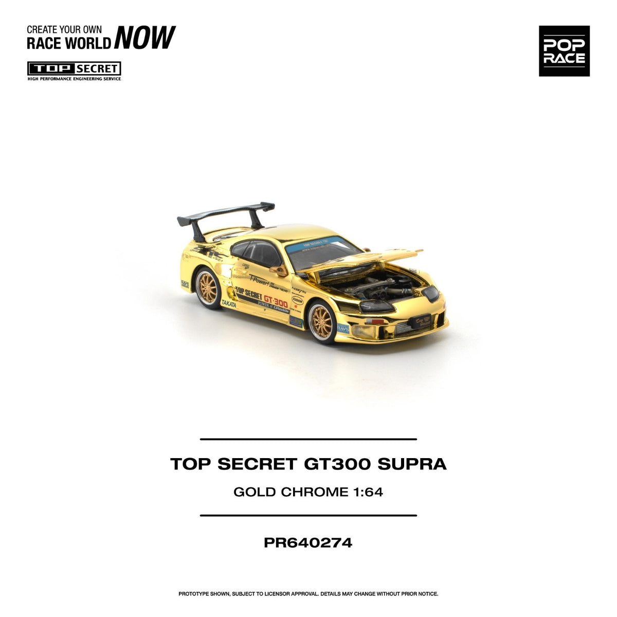 POPRACE 1:64 TOP SECRET GT300 SUPRA - GOLD CHROME PR640274