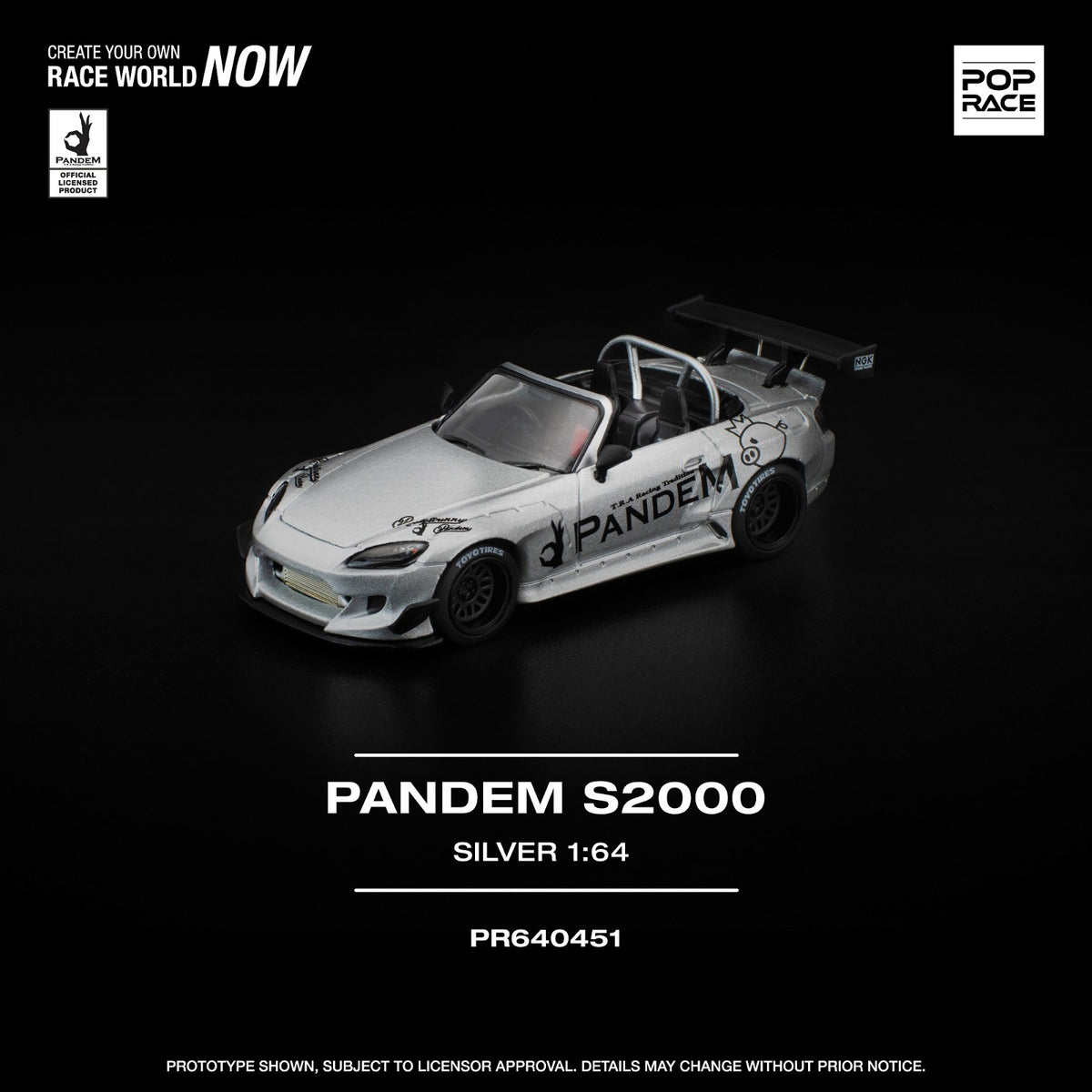 POPRACE 1:64 PANDEM S2000 SILVER PR640451