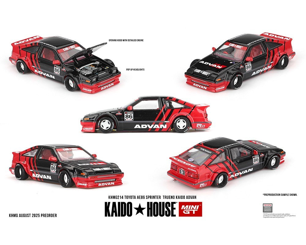 Kaido House x Mini GT Toyota AE86 Sprinter Trueno Kaido ADVAN KHMG214 Sealed Box