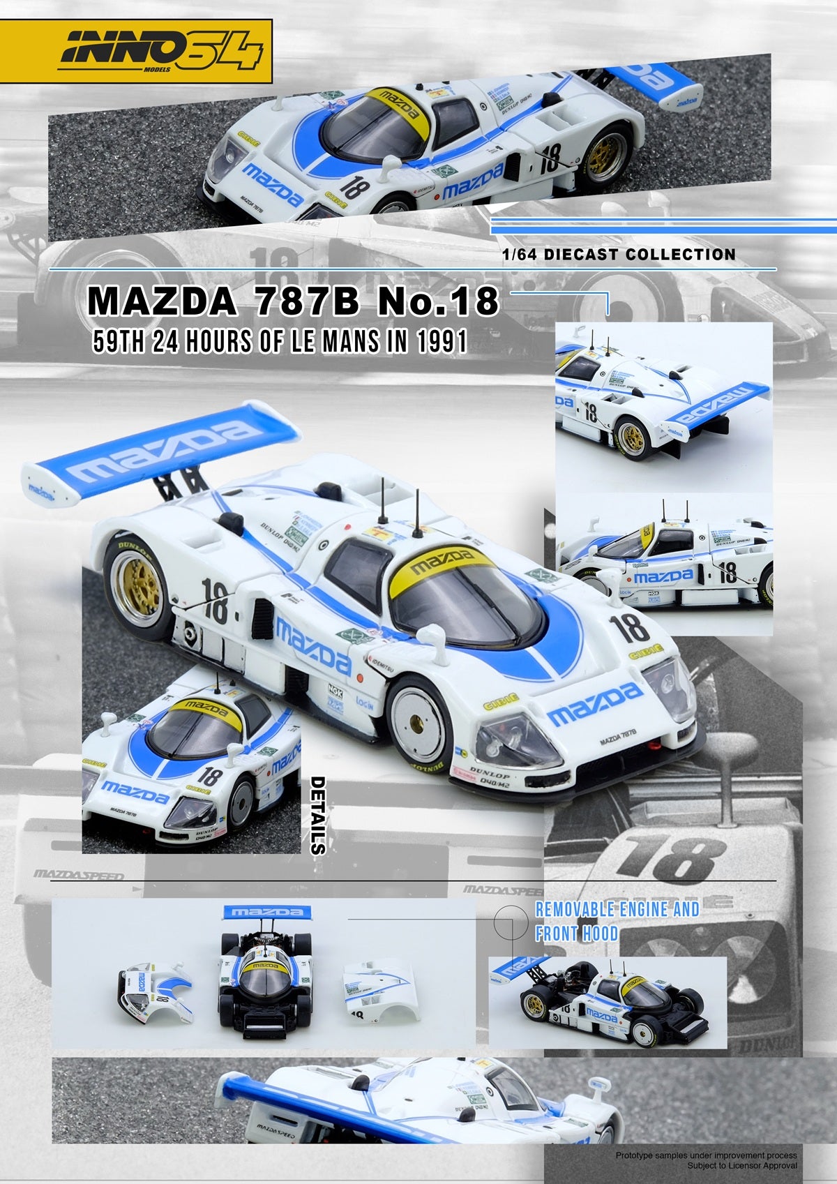 (PRE-ORDER) INNO64 1:64 MAZDA 787B No.18 59th 24 Hours Le Mans 1991 IN64-787B-18LM91