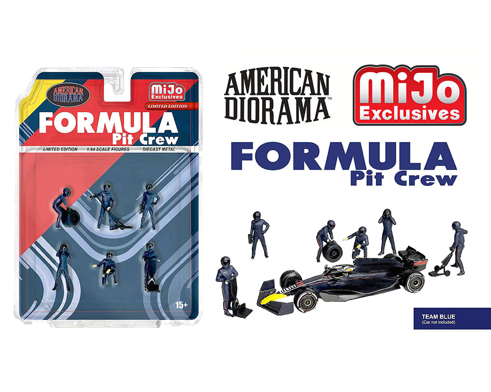 (PRE-ORDER) American Diorama 1:64 Figures Formula Pit Crew – Team Blue – MiJo Exclusives