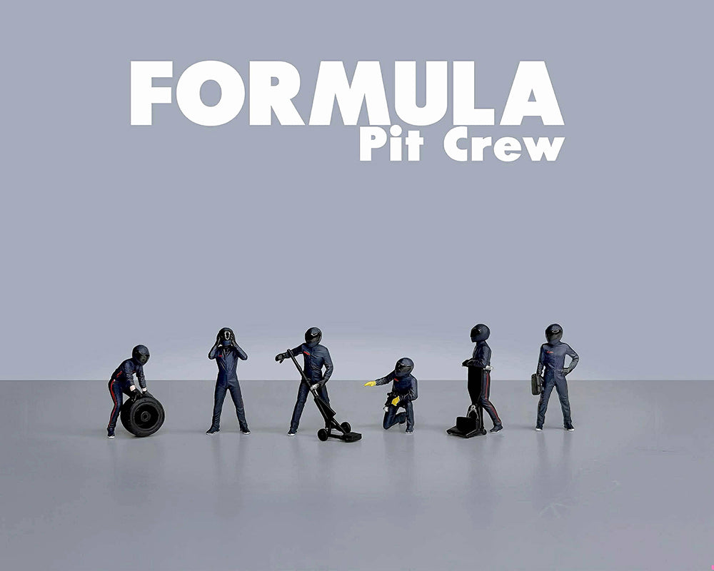 (PRE-ORDER) American Diorama 1:64 Figures Formula Pit Crew – Team Blue – MiJo Exclusives