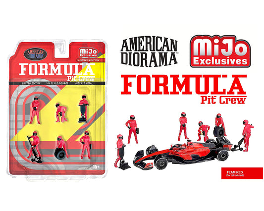 (PRE-ORDER) American Diorama 1:64 Figures Formula Pit Crew – Team Red – MiJo Exclusives