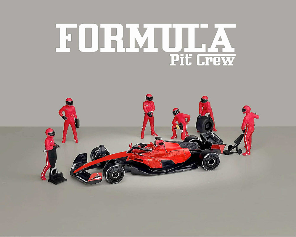 (PRE-ORDER) American Diorama 1:64 Figures Formula Pit Crew – Team Red – MiJo Exclusives