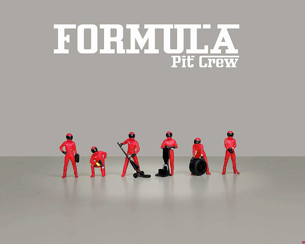 (PRE-ORDER) American Diorama 1:64 Figures Formula Pit Crew – Team Red – MiJo Exclusives