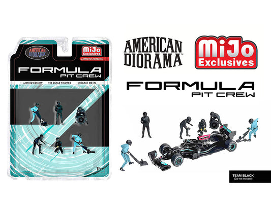 (PRE-ORDER) American Diorama 1:64 Figures Formula Pit Crew – Team Black – MiJo Exclusives