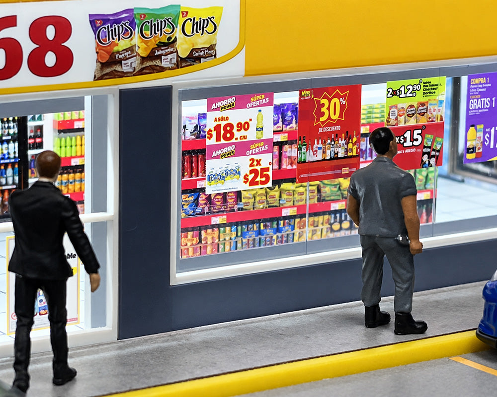 (PRE-ORDER) American Diorama 1:64 OXXO Convenient Store Illuminated LED Light (11.2″L x 11.8″W x 3.2″H) AD-64570