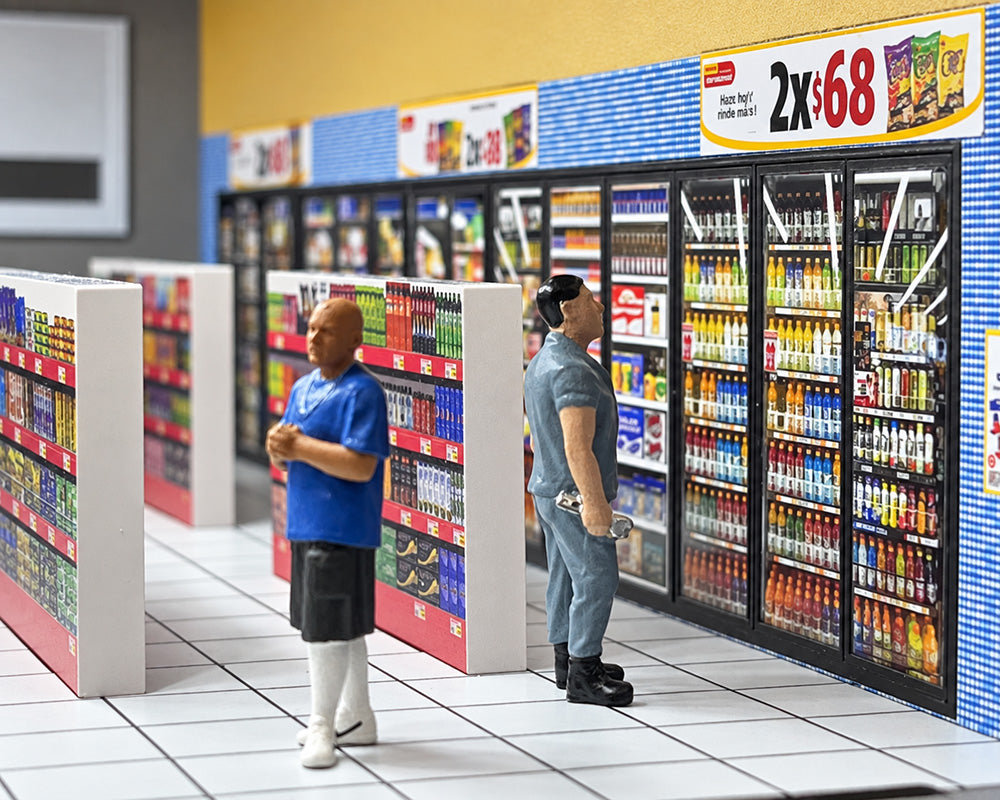 (PRE-ORDER) American Diorama 1:64 OXXO Convenient Store Illuminated LED Light (11.2″L x 11.8″W x 3.2″H) AD-64570