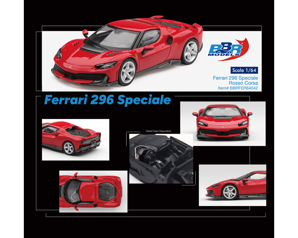 (PRE-ORDER) BBR 1:64 Ferrari 296 Speciale – Rosso Corsa Red – Limited Edition BBRFER64042
