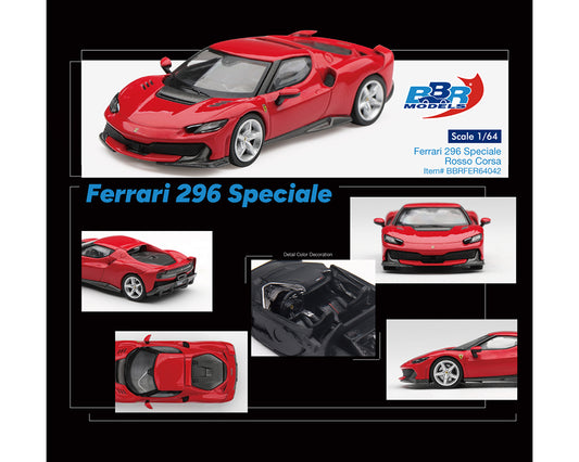 (PRE-ORDER) BBR 1:64 Ferrari 296 Speciale – Rosso Corsa Red – Limited Edition BBRFER64042