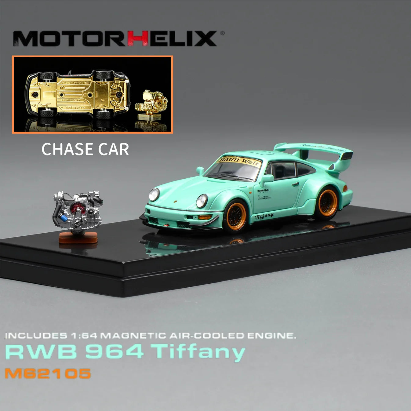 (PRE-ORDER) MOTORHELIX 1:64 RWB 964 Tiffany with magnetic air-cooled engine M62105 *CHASE CARS ARE RANDOMLY PACKED*