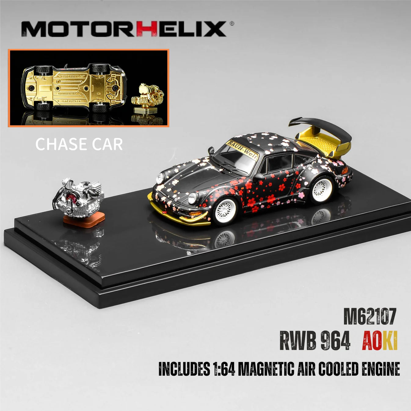 (PRE-ORDER) MOTORHELIX 1:64 RWB 964 Aoki with magnetic air-cooled engine M62107 *CHASE CARS ARE RANDOMLY PACKED*