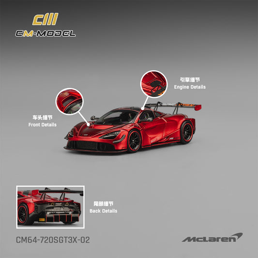 (PRE-ORDER) CM Model 1:64 Mclaren 720SGT3X Metallic red CM64-720SGT3X-02
