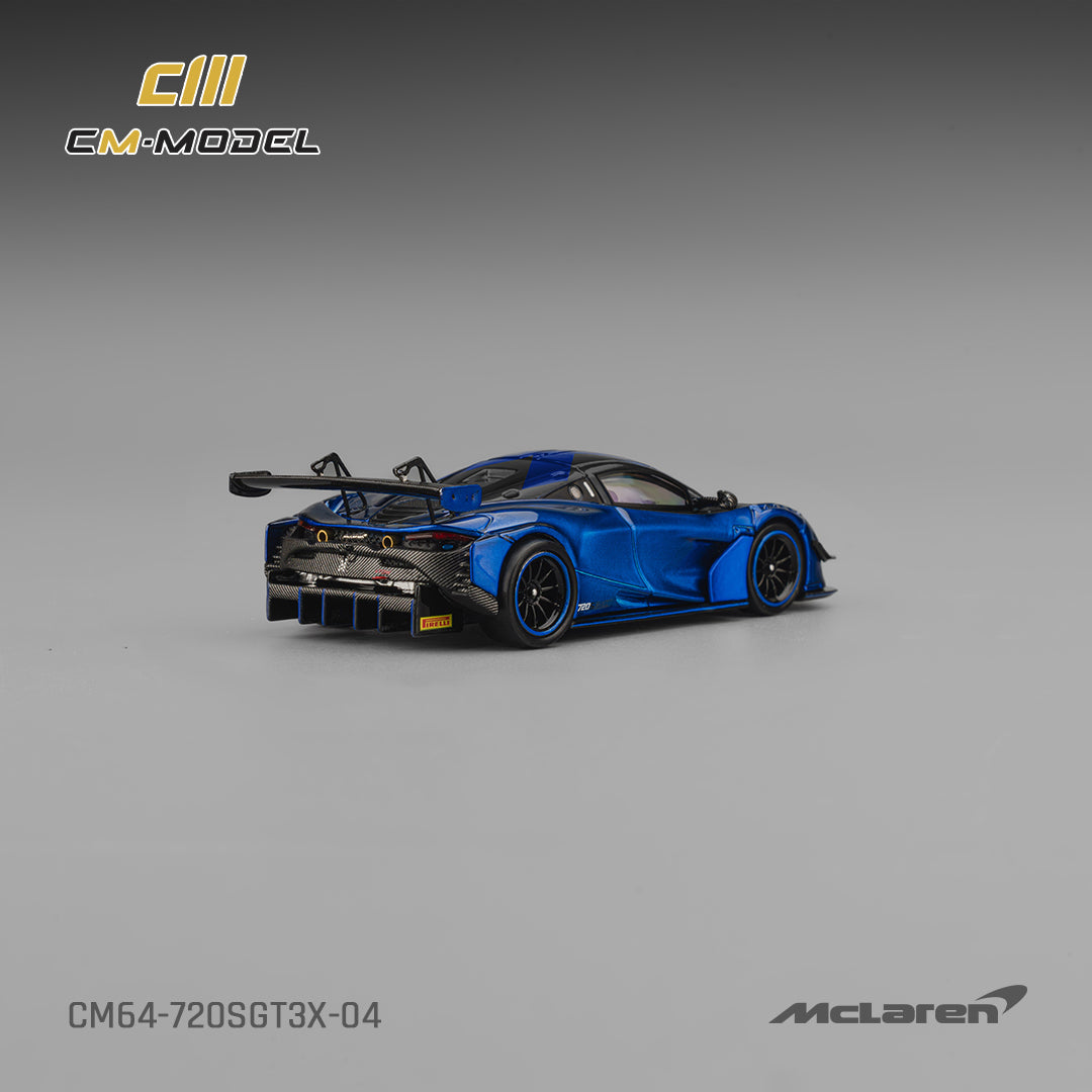 (PRE-ORDER) CM MODEL 1:64 McLaren 720S GT3X Aurora Blue CM64-720SGT3X-04