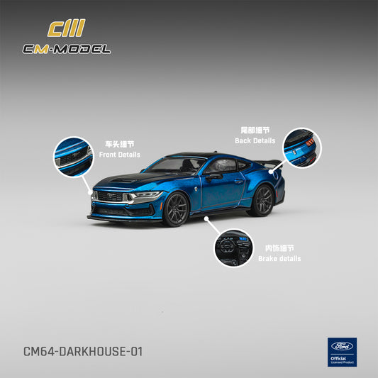 (PRE-ORDER) CM MODEL 1:64 Ford Mustang DarkHorse Blue Ember Metallic CM64-DarkHorse-01