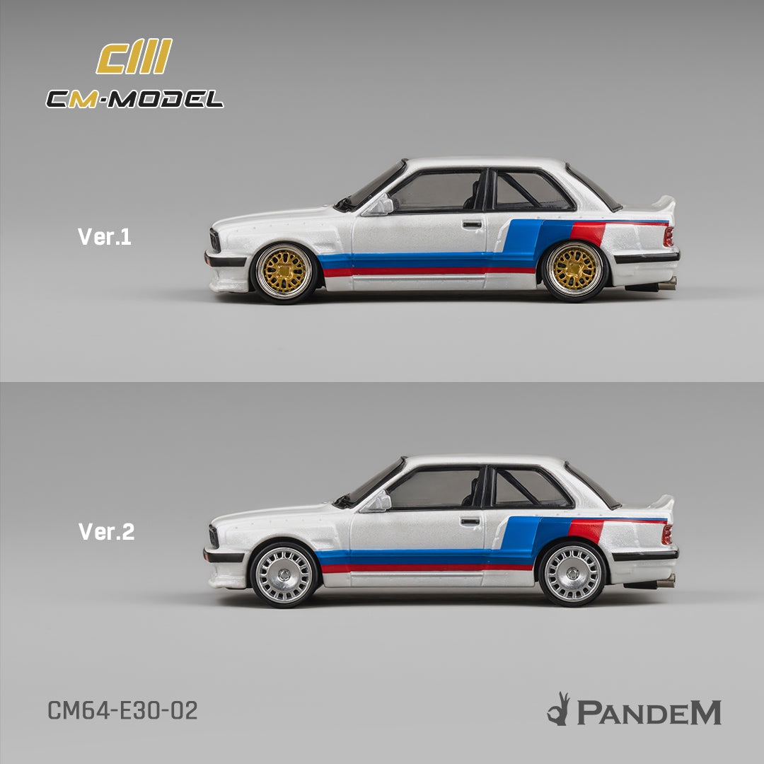 (PRE-ORDER) CM MODEL 1:64 Pandem M3 E30 Alpine White with M Tri-Stripes CM64-E30-02