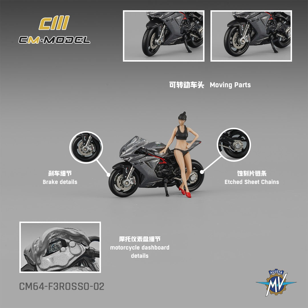(PRE-ORDER) CM Model 1:64 MV Agusta F3rosso Metallic gray CM64-F3Rosso-02