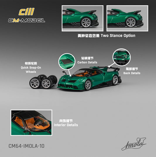 (PRE-ORDER) CM MODEL 1:64 Pagani Imola Metallic Emerald Green CM64-IMOLA-10