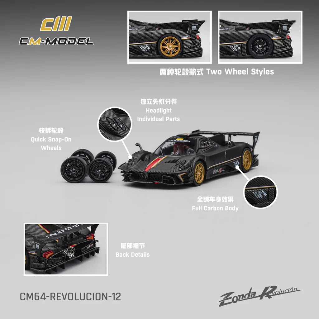 (PRE-ORDER) CM MODEL 1:64 Pagani Zonda Revlucion Drycarbon (Complimentary Nürburgring Lap Time Model-Specific Decal) CM64-Revolucion-12