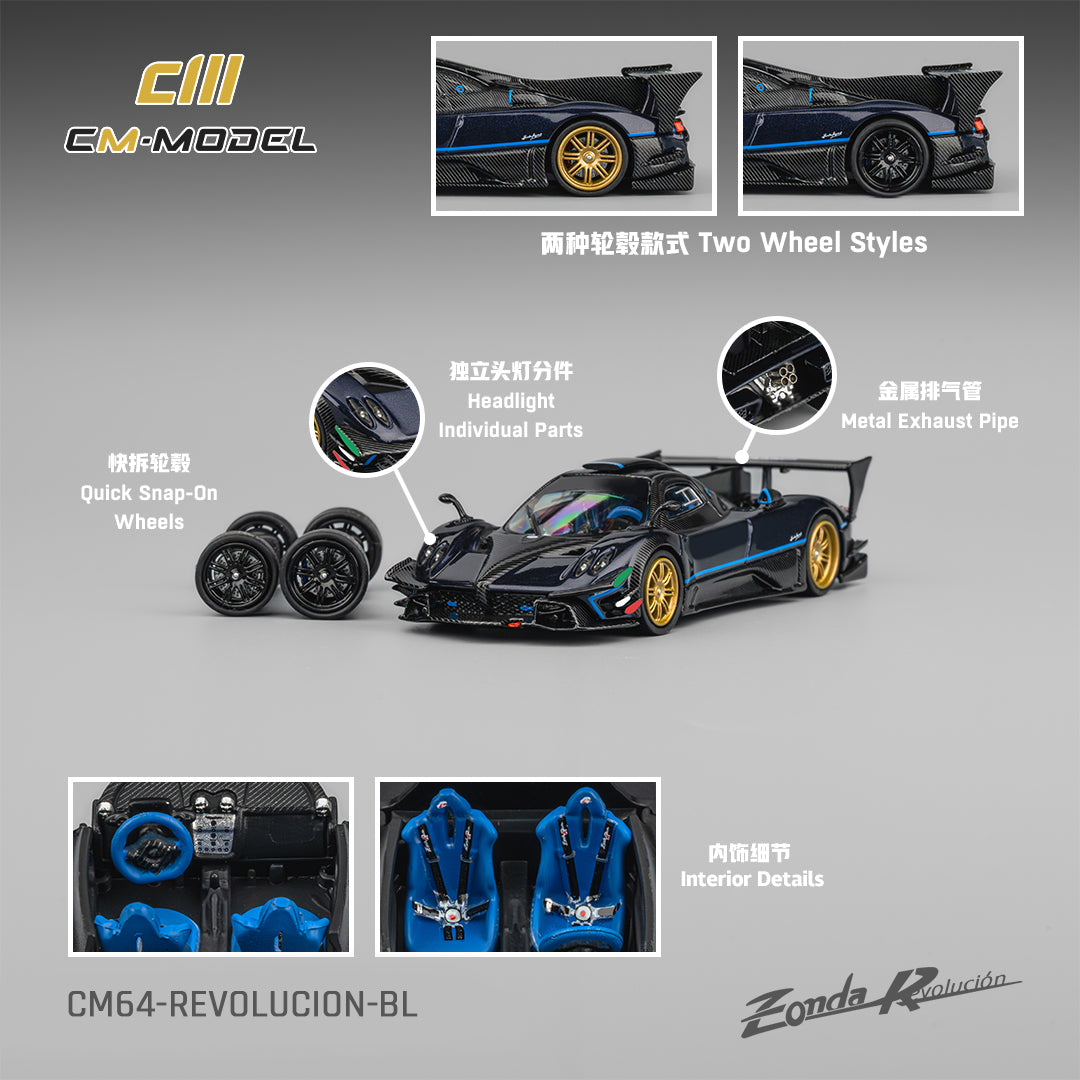 (PRE-ORDER) CM MODEL 1:64 Pagani Zonda Revlucion Metallic Blue CM64-Revolucion-BL