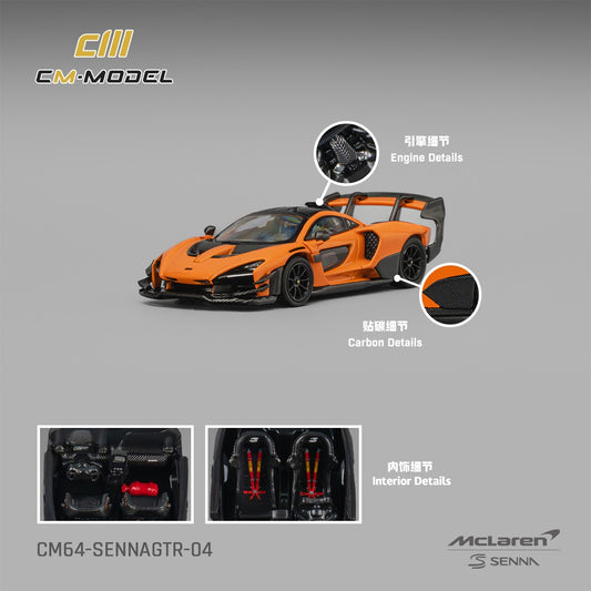 (PRE-ORDER) CM Model 1:64 Mclaren SennaGTR Papaya orange GTR CM64-SennaGTR-04