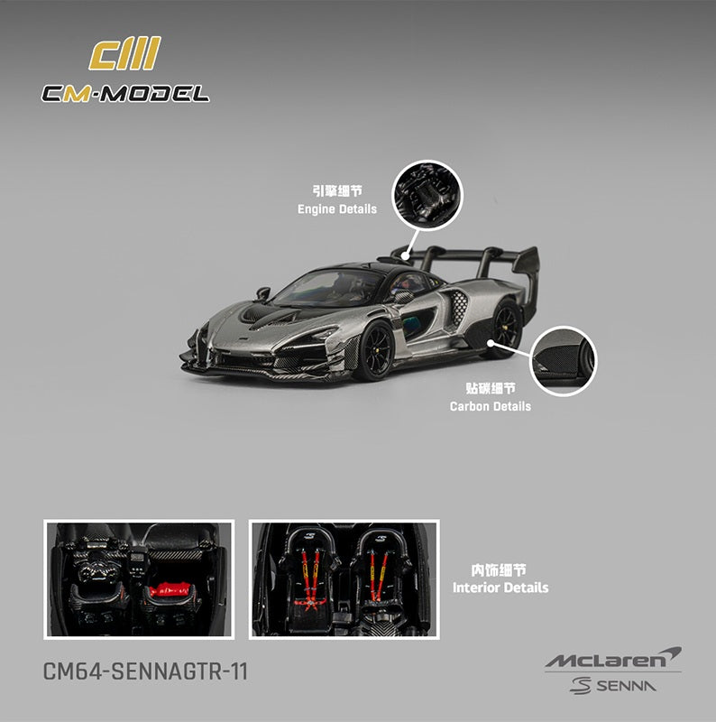 (PRE-ORDER) CM MODEL 1:64 Mclaren Senna GTR Metallic Silver Gray CM64-SennaGTR-11
