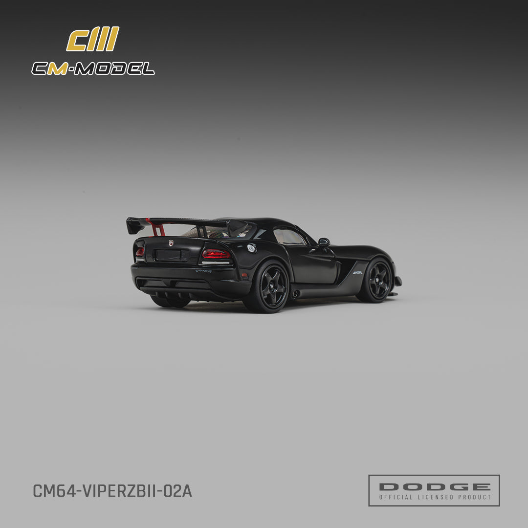 (PRE-ORDER) CM MODEL 1:64 Dodge Viper ACR(ZBII) Viper Black with Viper Red Racing Stripes CM64-ViperZBII-02A