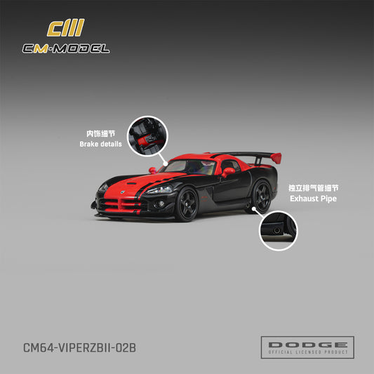 (PRE-ORDER) CM MODEL 1:64 Dodge Viper ACR(ZBII) Viper Black with Red CM64-ViperZBII-02B
