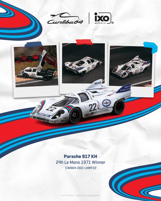 (PRE-ORDER) CURITIBA64 1:64 Porsche 917 KH 24h Le Mans 1971 Winner #22 Race finished CWB64-002-LMRF22