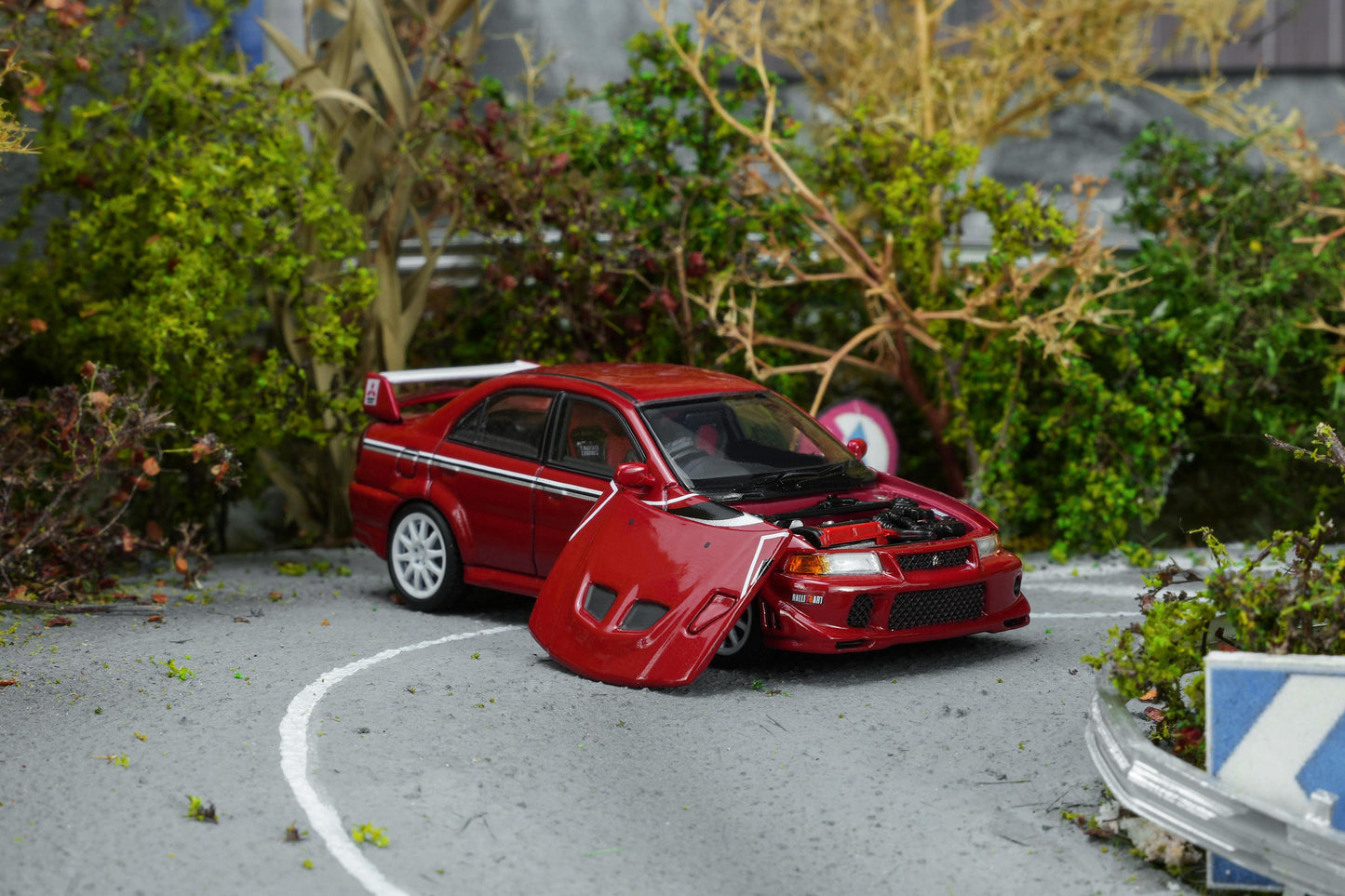 (PRE-ORDER) Motorhelix 1:64 Mitsubishi Lancer Evolution VI GSR T.M.E Passion Red with livery M64301